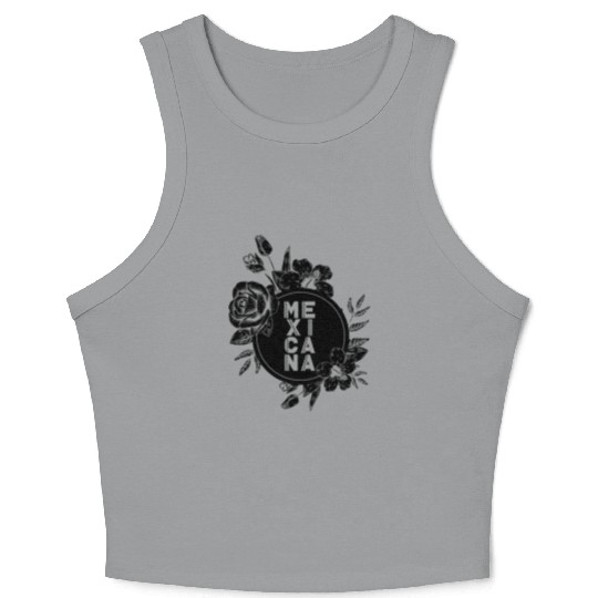 Mexicana Latina Floral Crop Tank Top