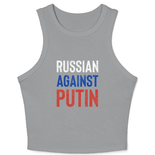 Russian against Putin russia flag grunge Crop Tank Top
