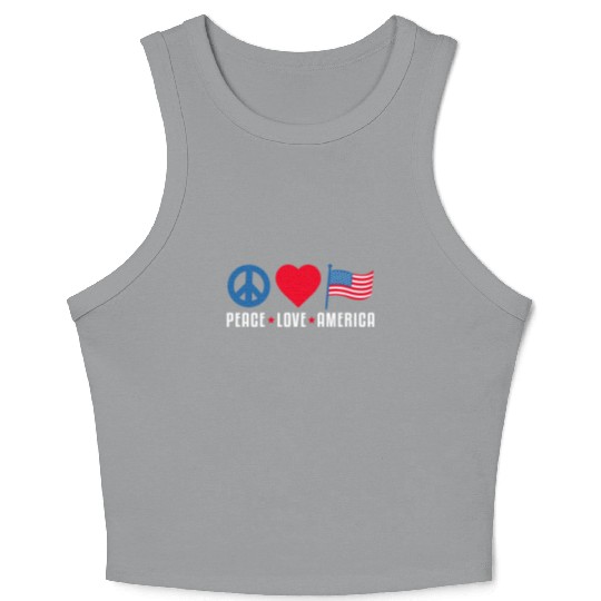 Peace Love America US Flag Independence Crop Tank Top