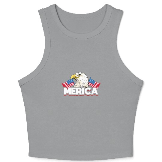 Merica Bald Eagle US Flag Independence Crop Tank Top