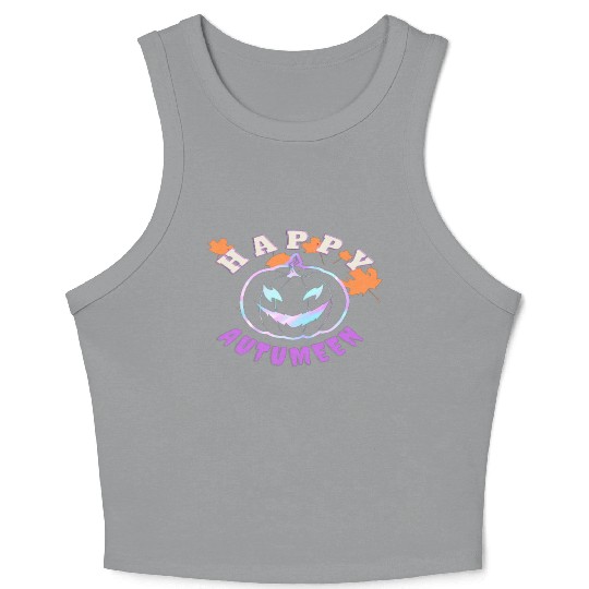 Happy haloween, autumn season Crop Tank Top