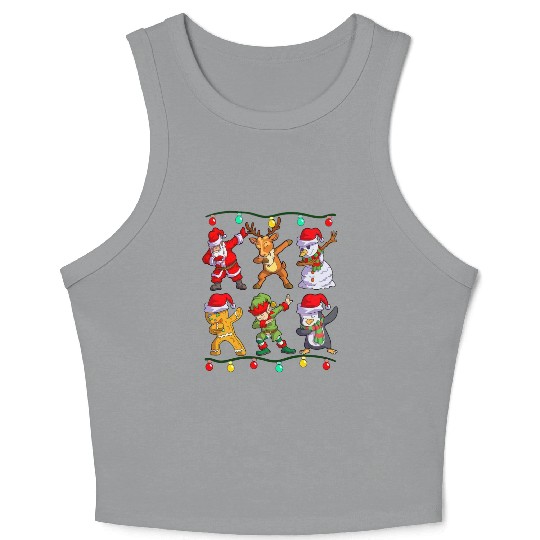 Christmas Dabbing Santa Elf De Friends Xmas Crop Tank Top
