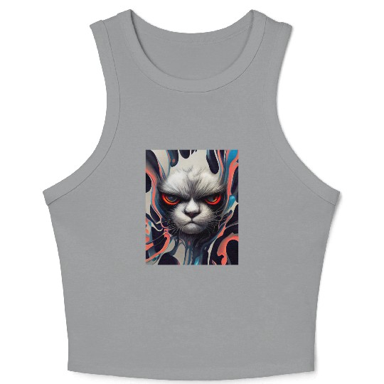 Angry Cat Crop Tank Top