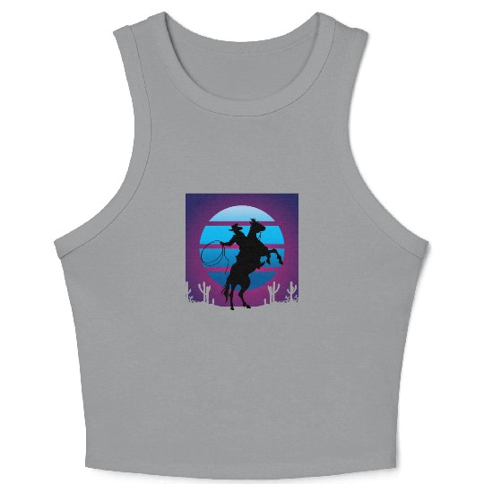 Synthwave Cowboy Rancher Gift Crop Tank Top