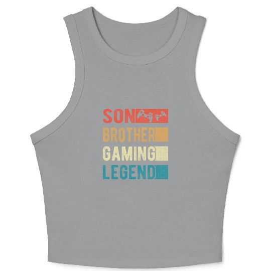 Son Brother Gaming Legend Gamer Boy Gift Vintage Crop Tank Top
