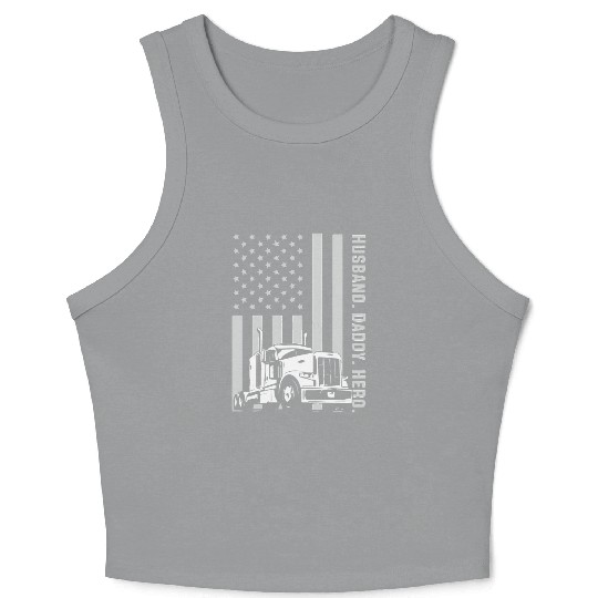 Patriotic Trucker Dad Truck Driver Crop Tank Top
