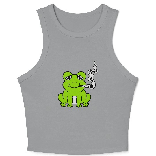 Stoned Weed Joint Frog Crop Tank Top