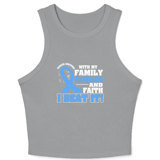 Family Faith I Beat It Prostate Cancer Awareness Crop Tank Top