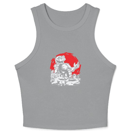 Halloween Monster Line Art Werewolf Horror Crop Tank Top
