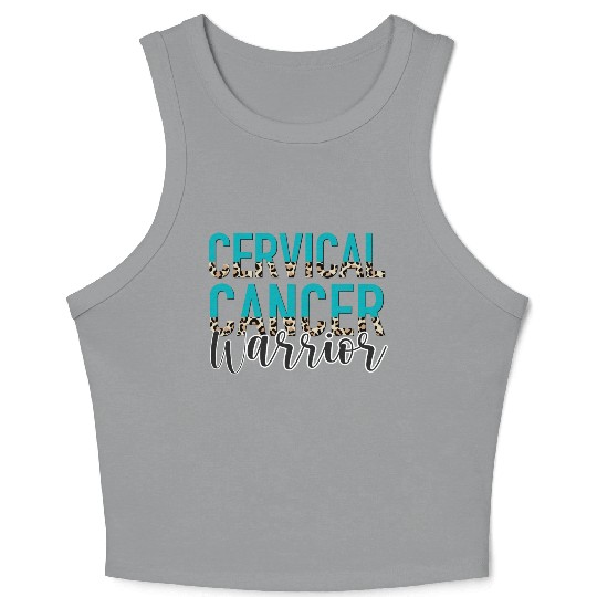 Cervical Cancer Awareness Month Warrior Teal White Crop Tank Top