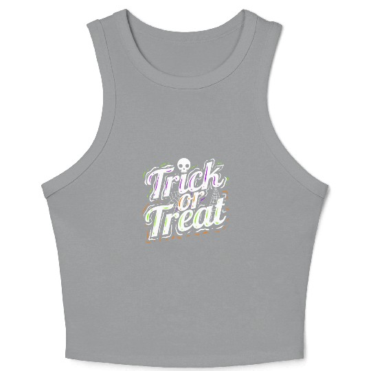 Trick Or Treat Spiderweb Halloween Crop Tank Top