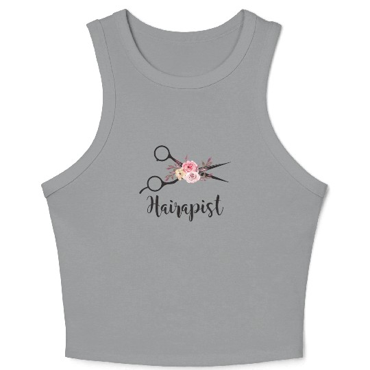 Hairapist Funny Flower Scissor Hairstylist Girls Crop Tank Top