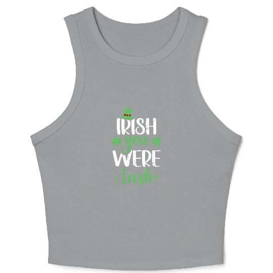 Irish You Were Irish Green Cloverleaf Crop Tank Top