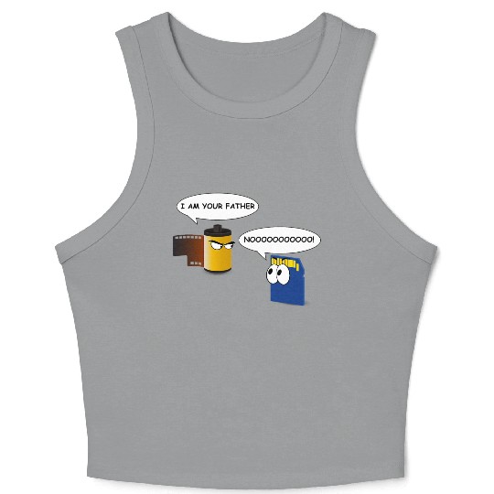 Funny photography Crop Tank Top with father and son film a