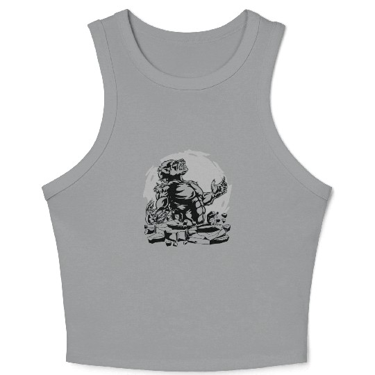 Halloween Monster Line Art Werewolf Horror Crop Tank Top