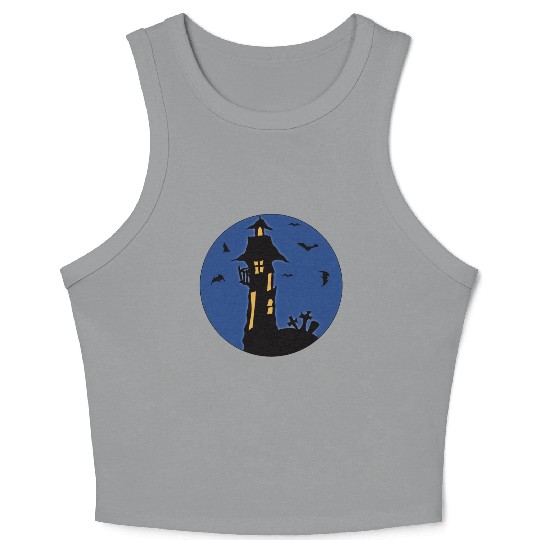 Halloween Haunted House Crop Tank Top