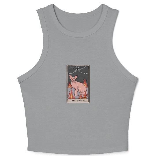 Hairless Cat Devil Tarot Card Design Crop Tank Top
