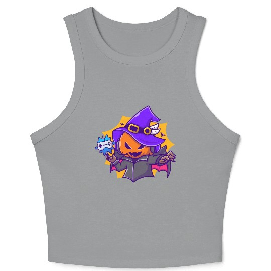 Gamer witches pumpkin vampire - halloween Crop Tank Top