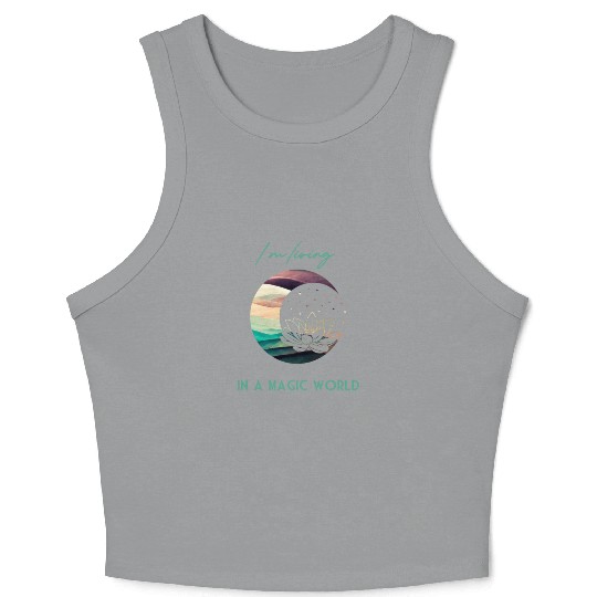 Magic Spiritual Desert Moon Water Lily Crop Tank Top