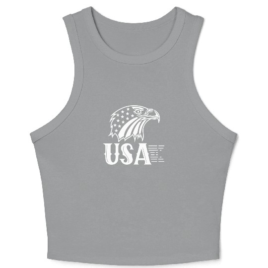Usa US American Patriotic America Crop Tank Top