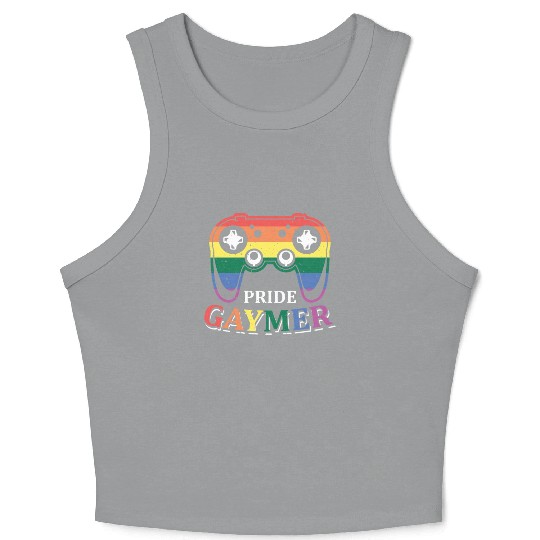 Pride Gaymer LGBT Gay Gamer Rainbow Pride Flag Crop Tank Top