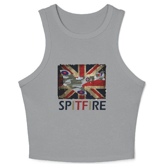 Spitfire WW2 Fighter Aircraft Airplane Union Jack Crop Tank Top