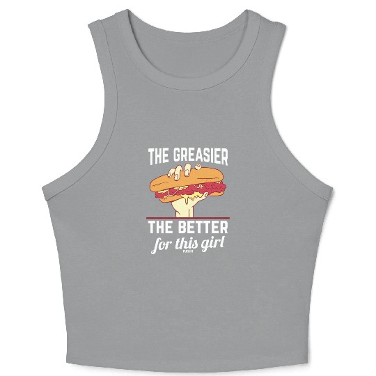 Girl woman Sandwich Fast Food Crop Tank Top