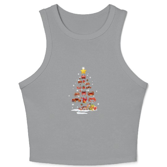Crab Christmas Tree Crab Xmas Funny Gift Crop Tank Top