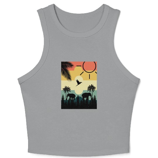 Vintage Elephant Crop Tank Top