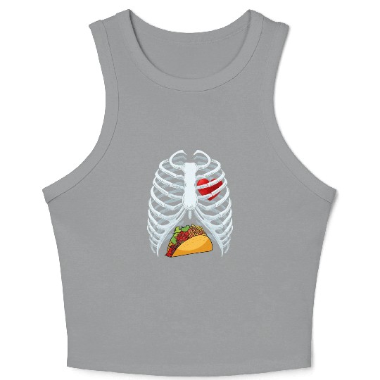 Funny Taco Skeleton Rib Cage Dad Halloween Costume Crop Tank Top