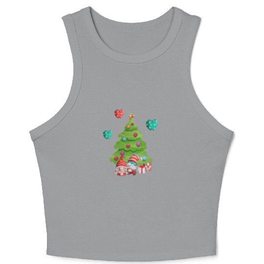 christmas is love, gnomes, christmas tree, love Crop Tank Top
