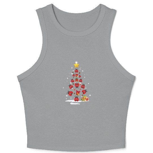 Lady Bug Christmas Tree Lady Bug Xmas Funny Gift Crop Tank Top