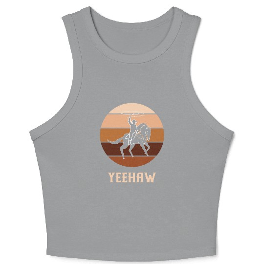 Yeehaw Cowboy Western Desert Cowgirl Horseback Crop Tank Top