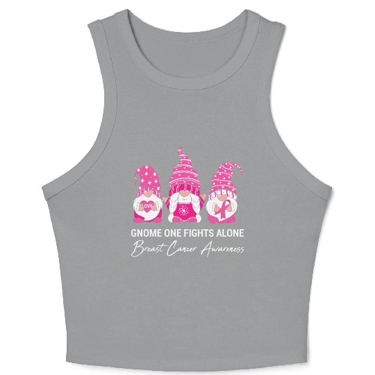 Gnome One Fights Alone Breast Cancer Awareness Crop Tank Top