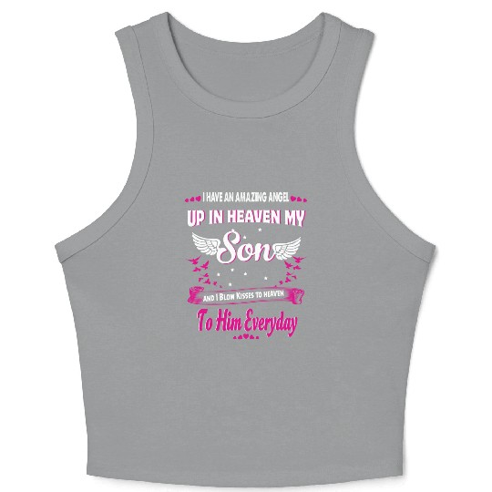 My Son Forever My Angel Sympathy In Loving Memory Crop Tank Top