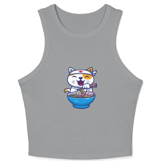 Ramen Cute Cat Japan Kawaii Crop Tank Top