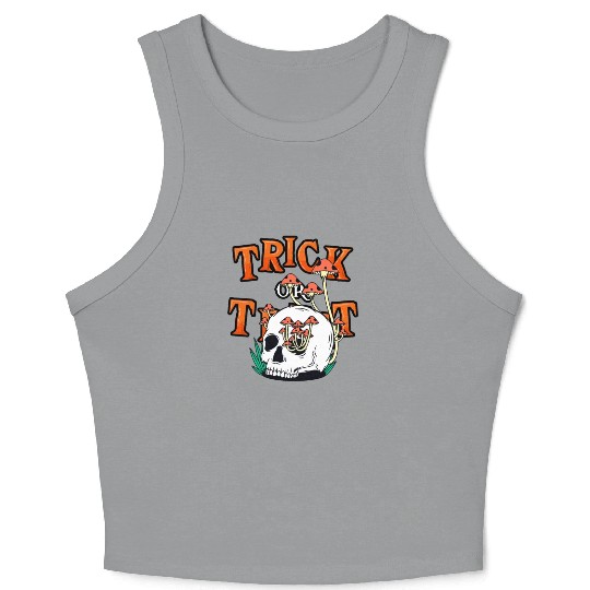 Trick or Treat People With Kindness Skeleton Hallo Crop Tank Top