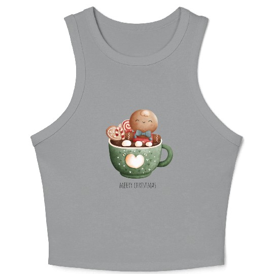 Christmas Gingerbread Graphic Crop Tank Top