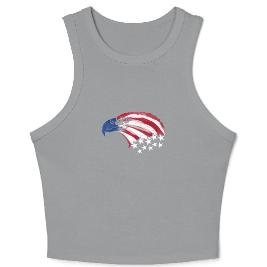 Bald Eagle US Flag Colors Patriotic 4th Of July Crop Tank Top