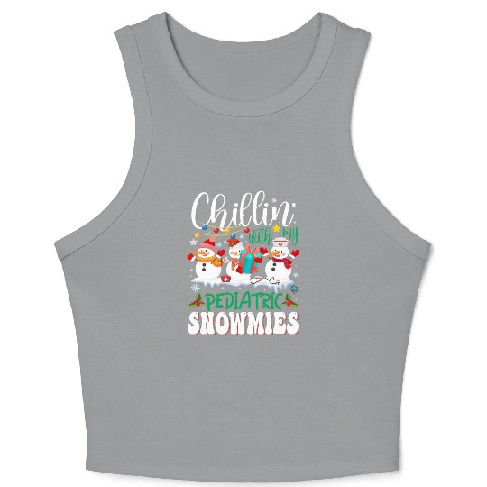 Chillin With My Pediatric Snowmies Christmas Light Crop Tank Top