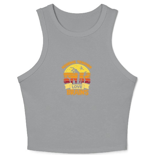 Reading teacher love brains Crop Tank Top