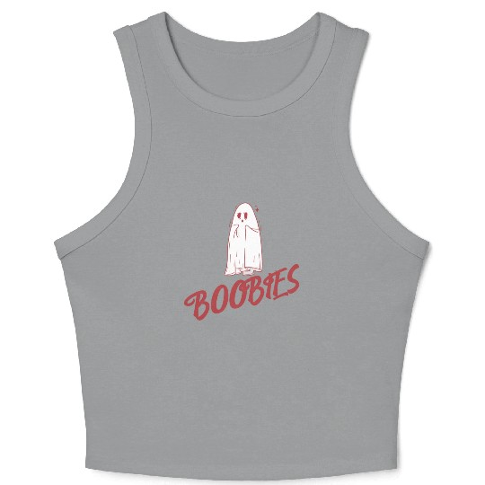 Surprised ghost loves boobies, Boo halloween Crop Tank Top