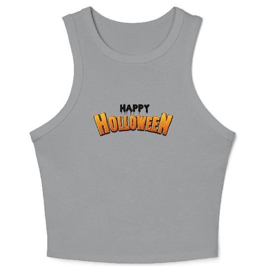 Happy Halloween Letters Crop Tank Top trick or treat Tops
