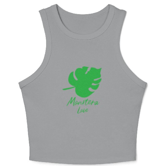 Monstera plant love leaf green gift idea Crop Tank Top