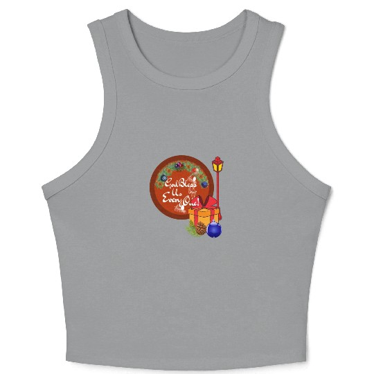 Cute A Christmas Carol God Bless Us Everyone Lamp Crop Tank Top
