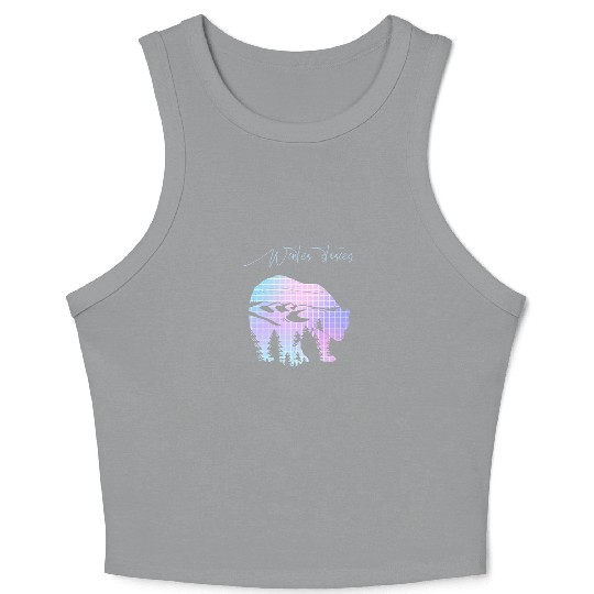 Winter stories Bear Trees Pastel Rainbow Crop Tank Top