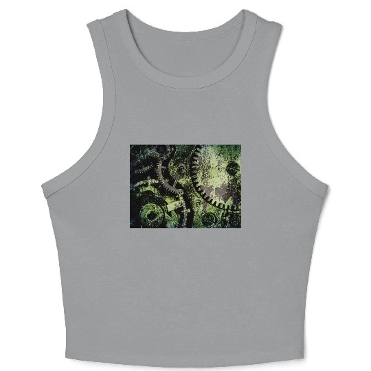 Clock Mechanism Copper Oxide Steampunk Abstract Crop Tank Top