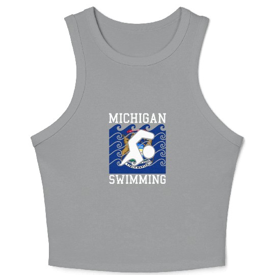 Michigan Flag Swimming Team Swim Swimmer US State Crop Tank Top