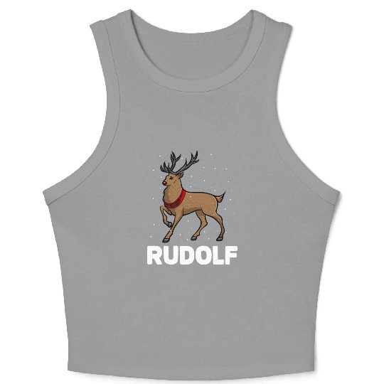 Christmas Santa's Reindeer Lazy Costume Rudolph Crop Tank Top