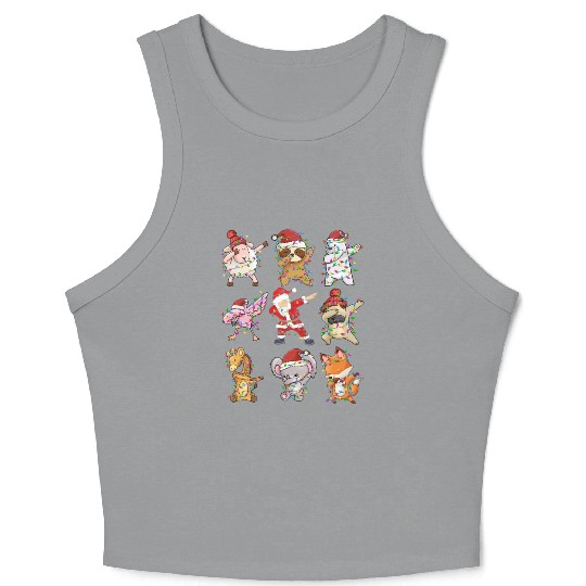 Dabbing Santa Animal Friends Christmas Kids Boys Crop Tank Top